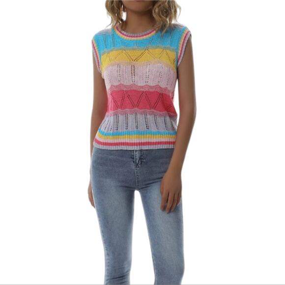 Crochet Barbie Knit Sleeveless Top Medium - Picture 9 of 10